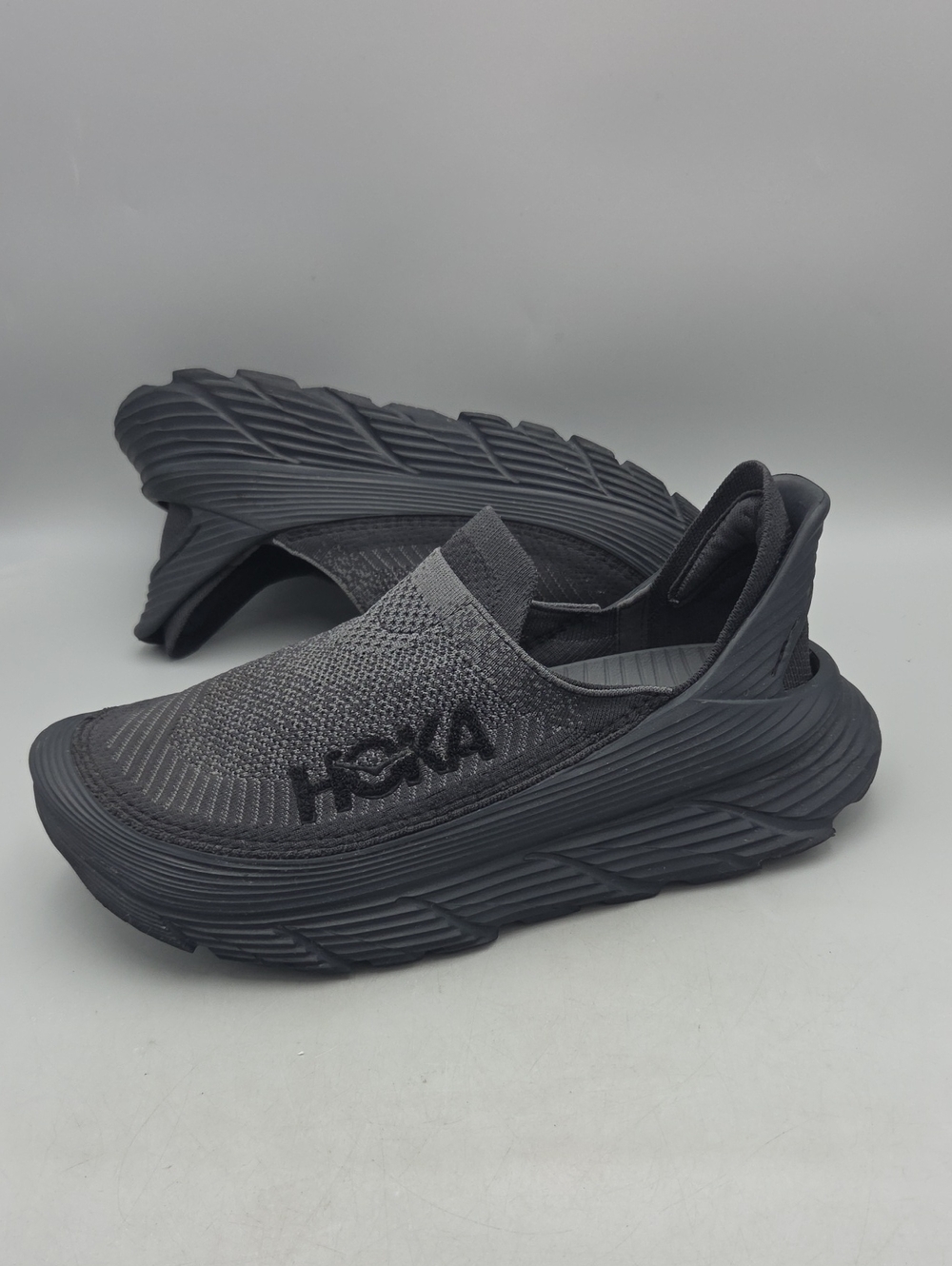 Hoka Restore TC Recovery Relax Black Men Size 12 Slip On Sneakers